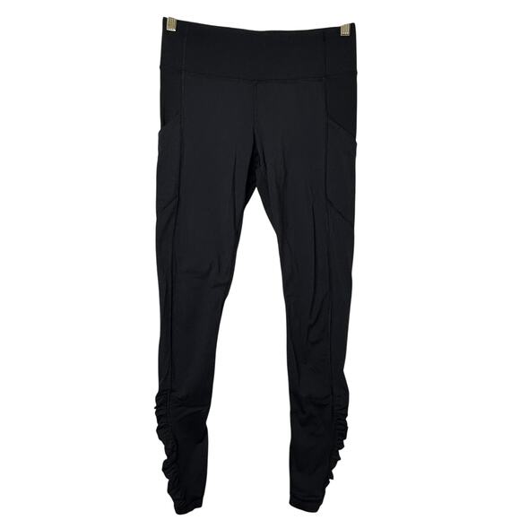 Sz 6 Lululemon Speed Tight IV Black Leggings Ruched Ankle Running Yoga Pants - Picture 1 of 7